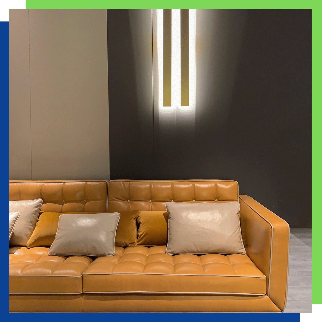 mustard leather couch