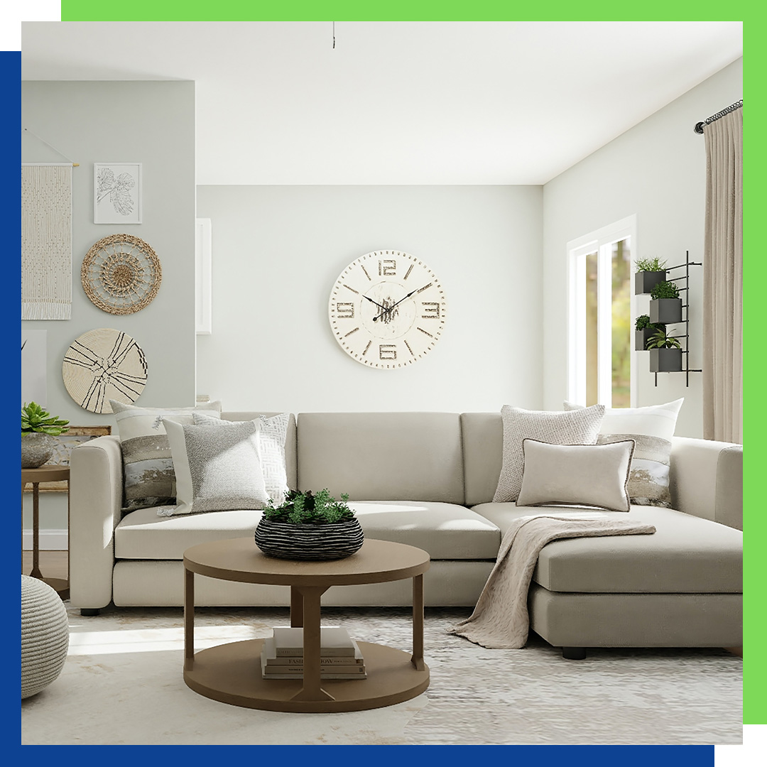 living room furniture in beige color