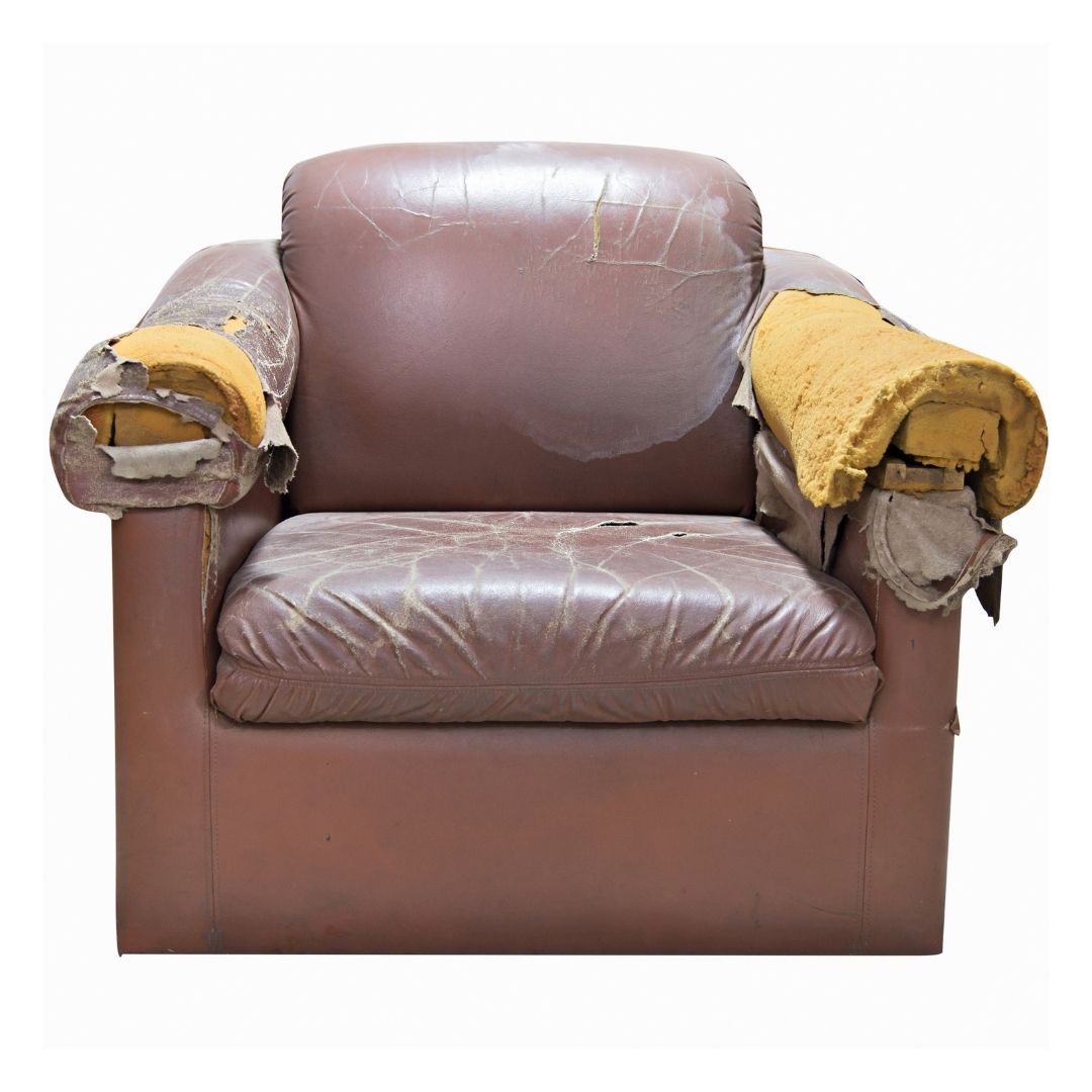 large tears on a leather chair