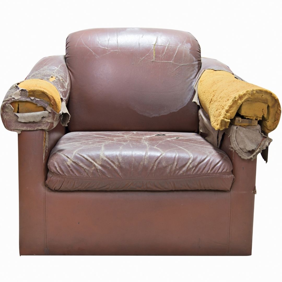 damaged leather chair