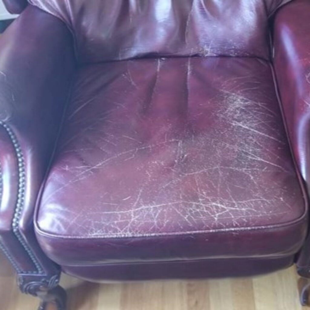 damaged leather chair