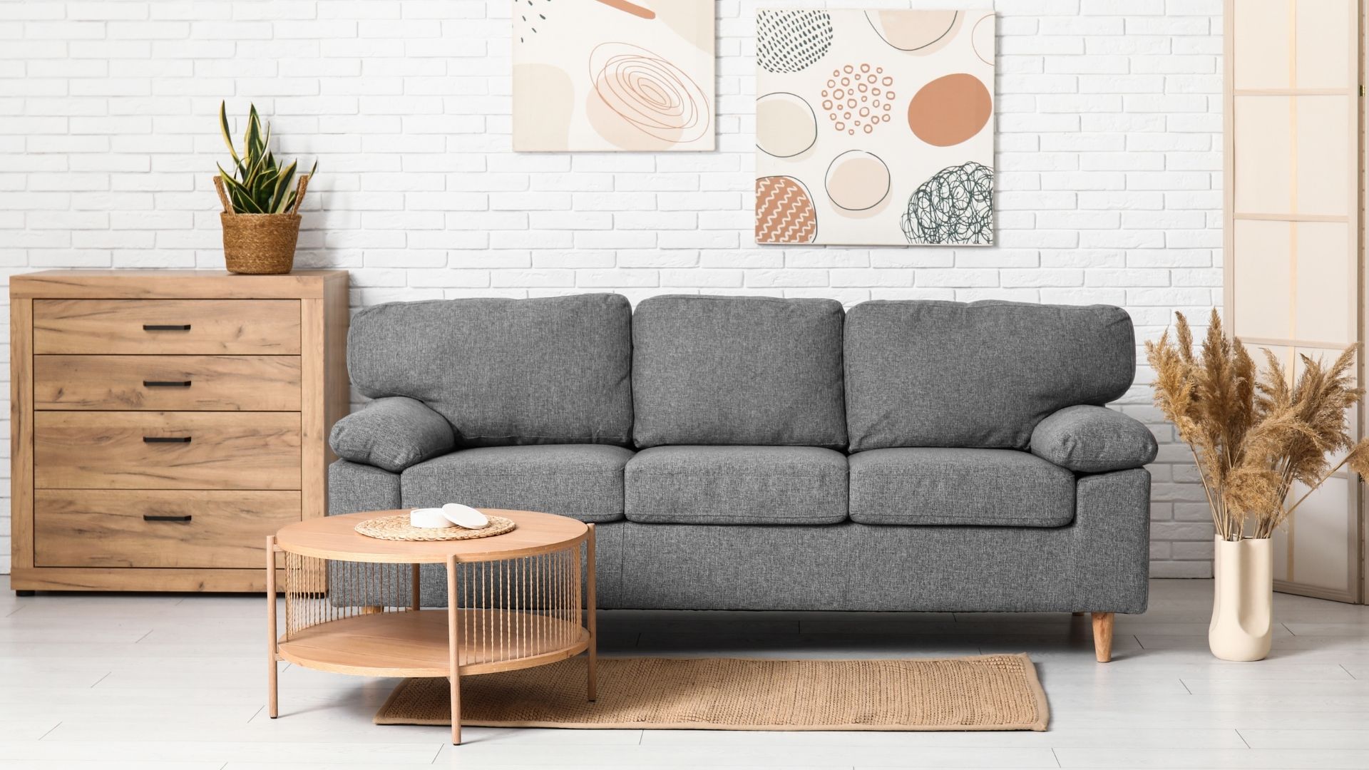 living room with cheap furniture
